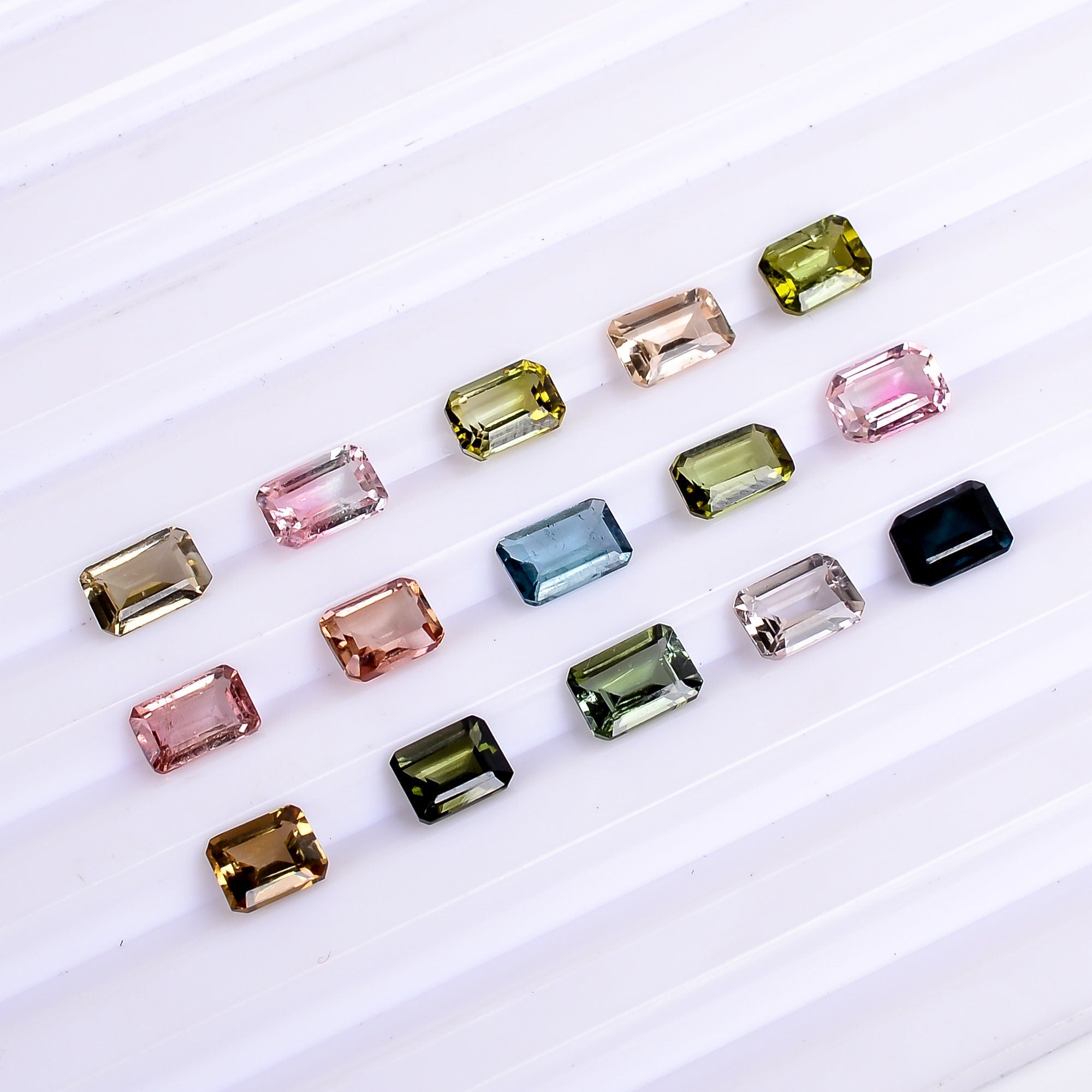 multi tourmaline radiant shape cut stone natural loose gemstone 15 pcs